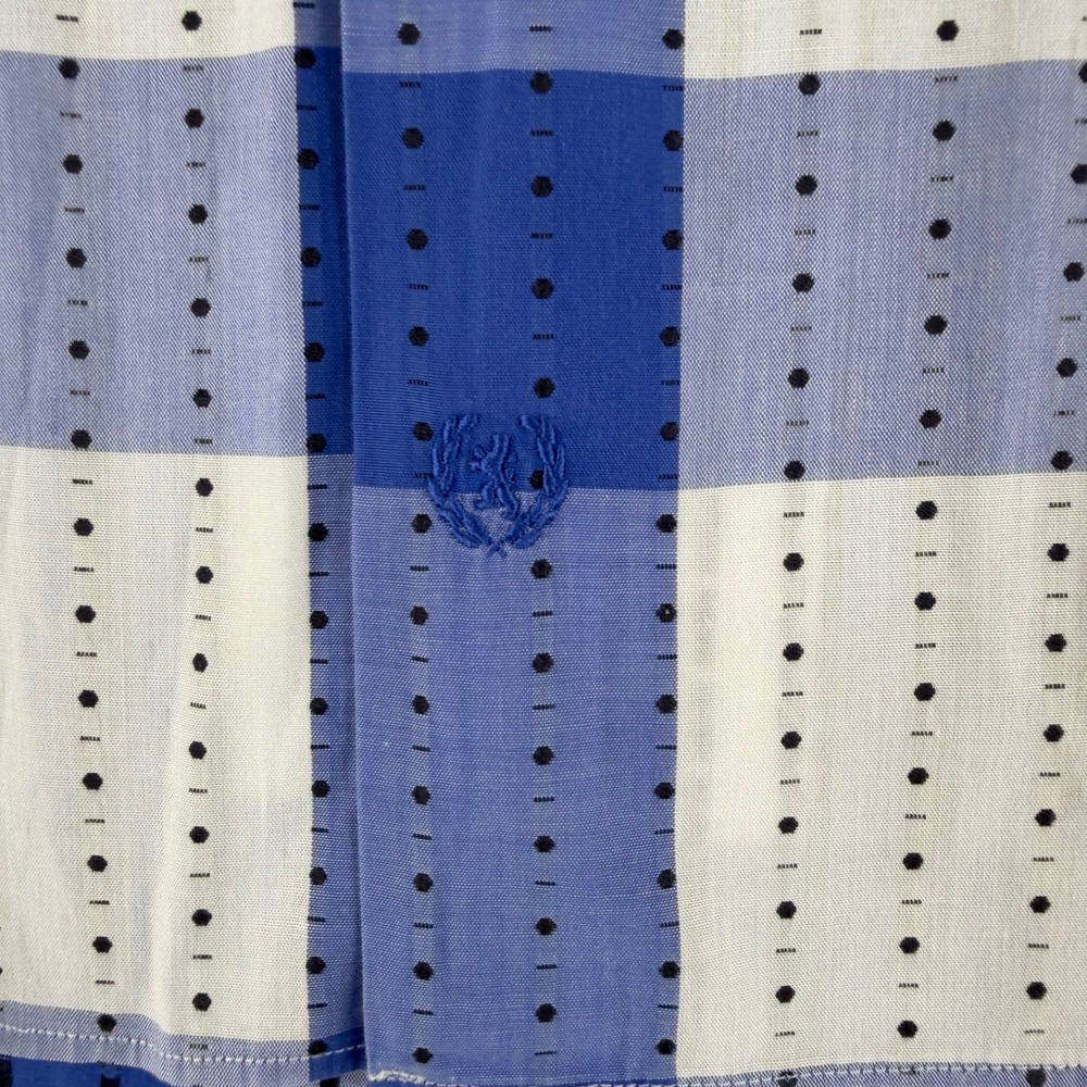 Bugatchi Uomo Mens Blue White Check Dotted Stripe Long Sleeve Button Down Shirt - Picture 4 of 12